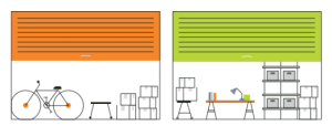 Regras Good, ilustração mostrando diferentes formas para organizar corretamente um box de self storage